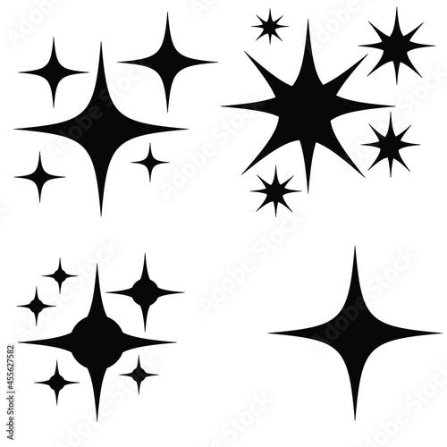 black star icons. sparkle icon design. sparkle flat design. black sparkle icon