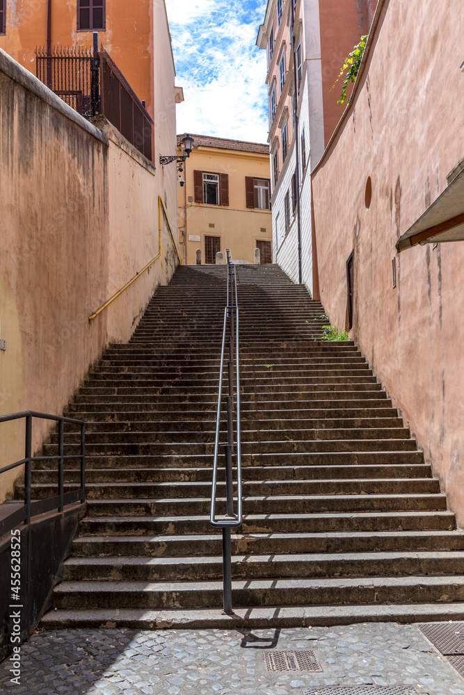  steps at small Via di Monte polacco in Rome, Italy