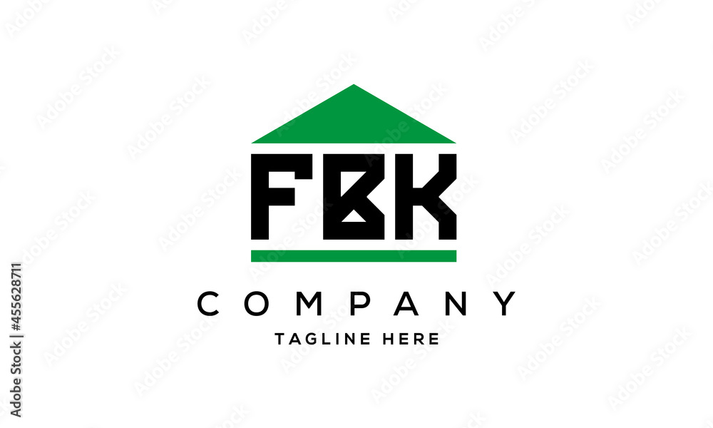 FBK three letter house for real estate logo design FBK three letter house for real estate logo design