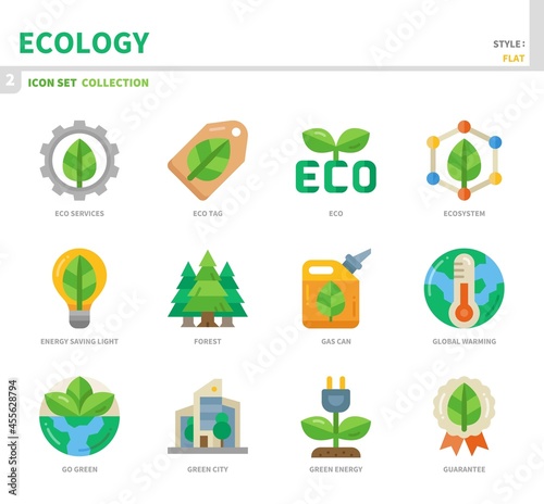 ecology and environment icon set,flat style,vector and illustration