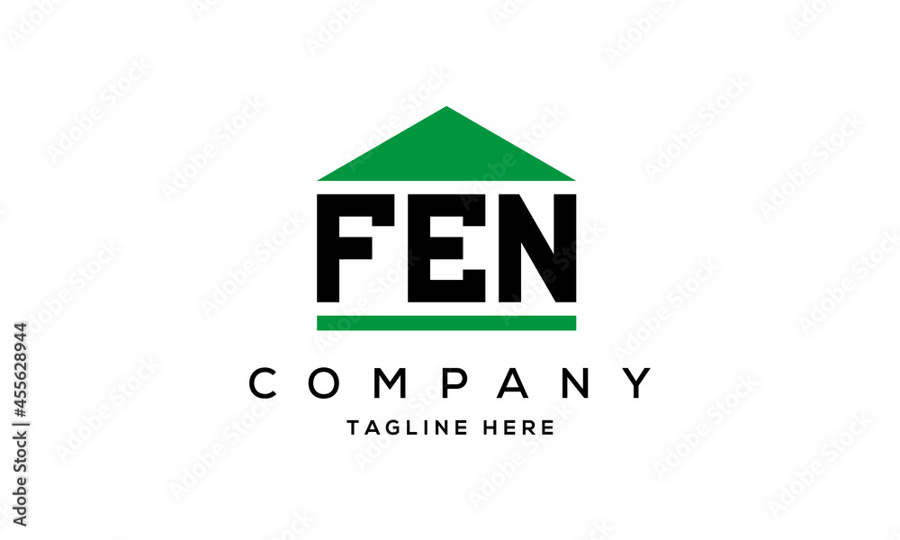 FEN three letter house for real estate logo design FEN three letter house for real estate logo design