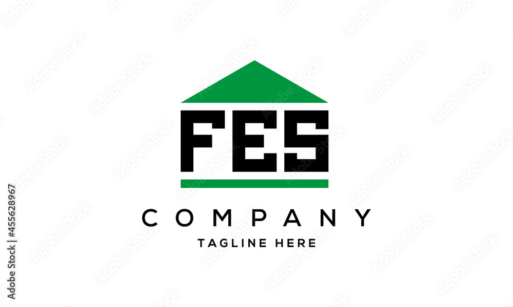 FES three letter house for real estate logo design FES three letter house for real estate logo design