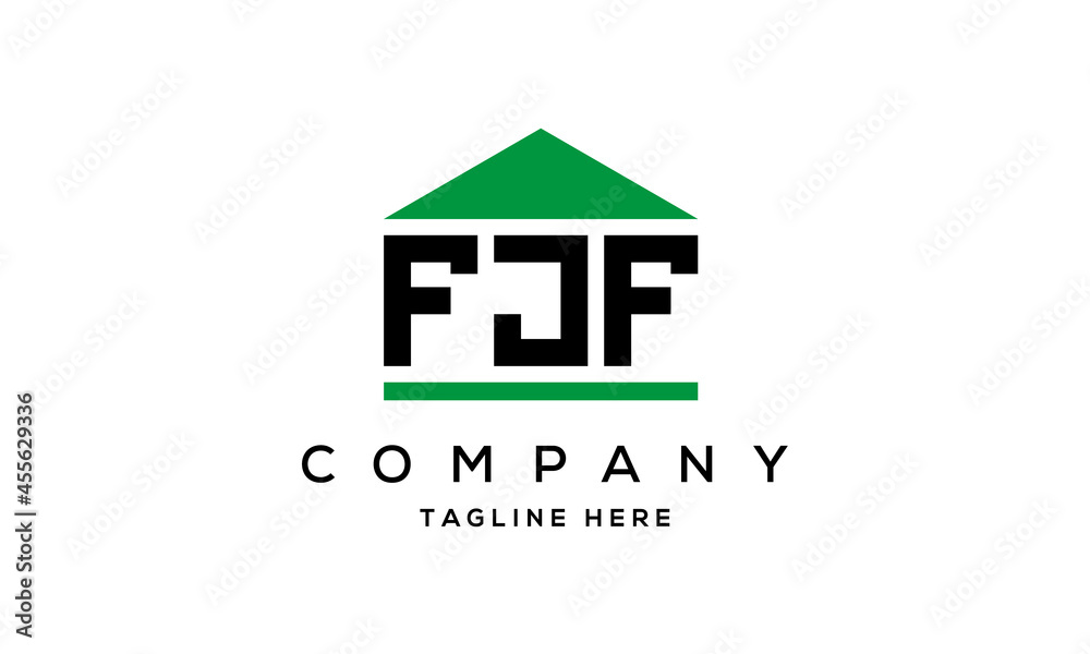 FJF three letter house for real estate logo design