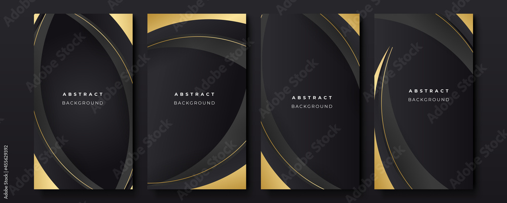 Modern luxury black gold abstract background for story social media template and poster banner - obrazy, fototapety, plakaty 