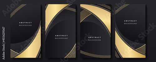 Modern luxury black gold abstract background for story social media template and poster banner