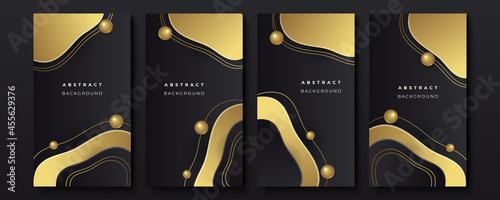 Modern luxury black gold abstract background for story social media template and poster banner