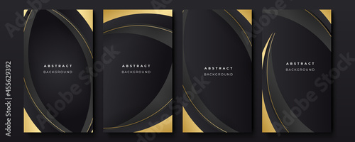 Modern luxury black gold abstract background for story social media template and poster banner