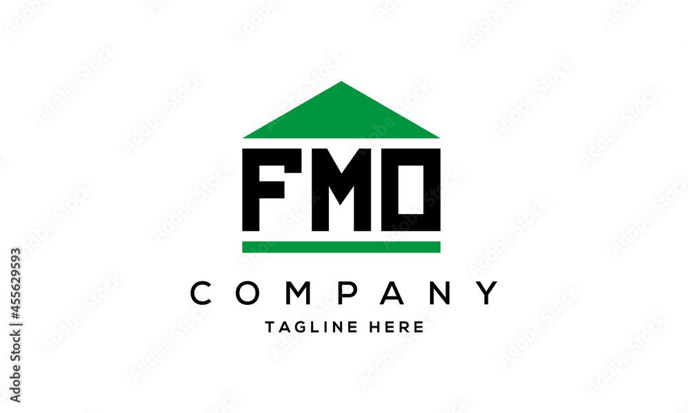 FMO creative three letter house for real estate logo design