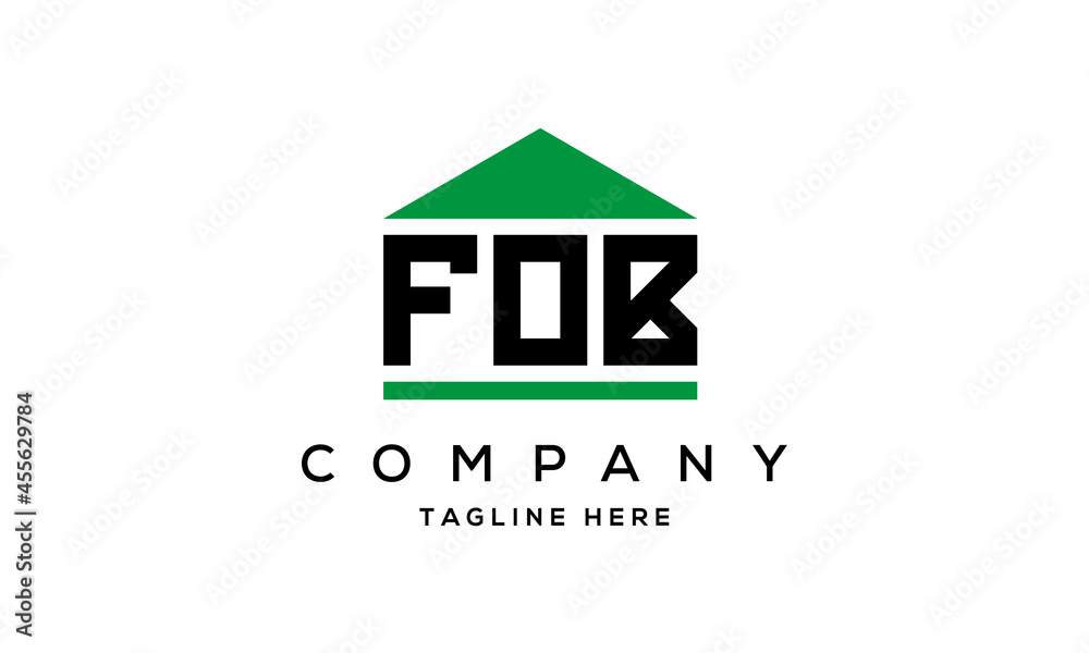 FOB creative three letter house for real estate logo design