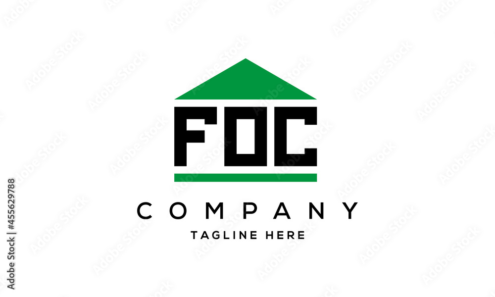 FOC creative three letter house for real estate logo design