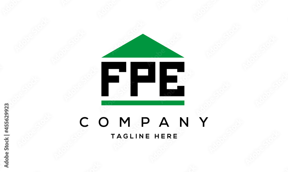 FPE creative three letter house for real estate logo design
