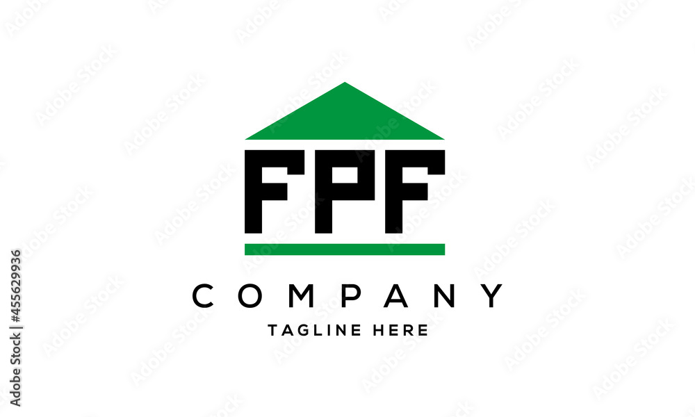 FPF creative three letter house for real estate logo design FPF creative three letter house for real estate logo design