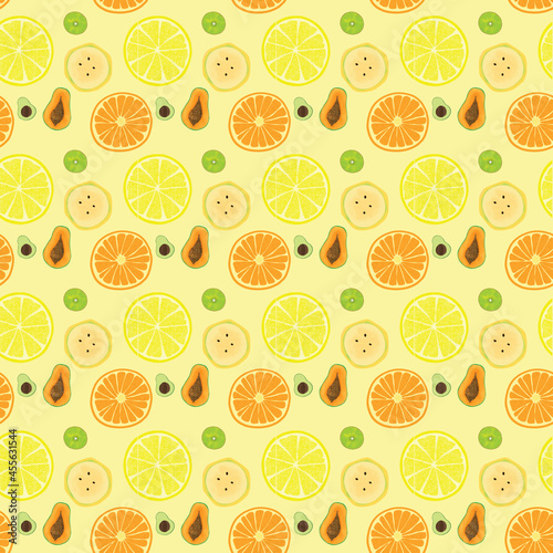 Fototapeta Naklejka Na Ścianę i Meble -  Slice of Fruits Seamless Pattern Design