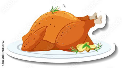 Roasted chicken with rosemary on a plate