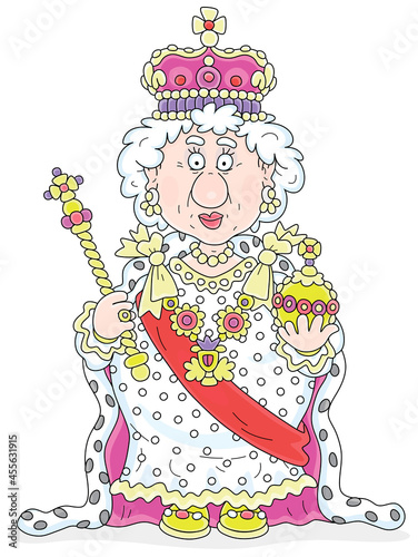 Queen in solemn royal dress...