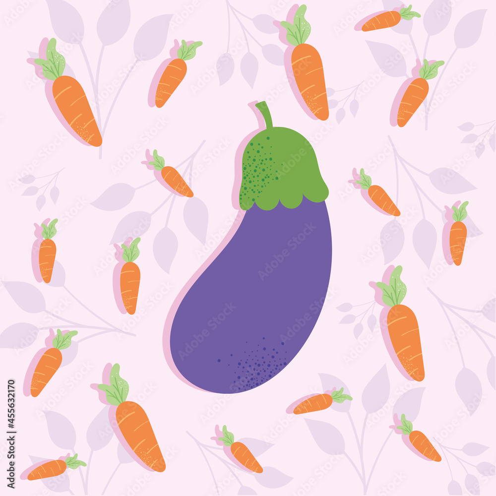 fresh eggplant and carrots