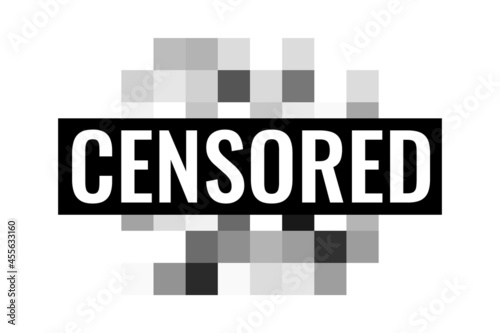 Censored pixel sign flat style design vector illustration concept isolated on white background. Grayscale pixelated censorship square for prohibition forbidden content.