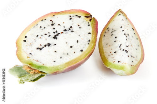 Peruvian apple cactus fruit isolated on white background. Scientific name Cereus repandu