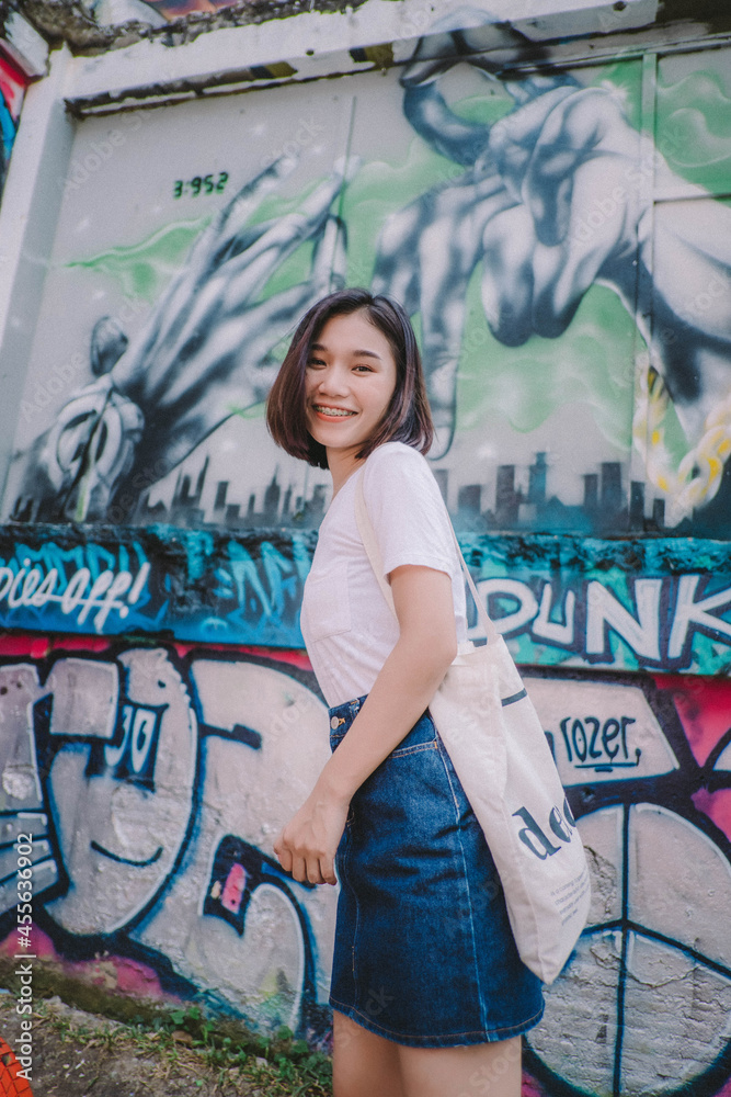Fototapeta premium Take a walk and take photos in street style.