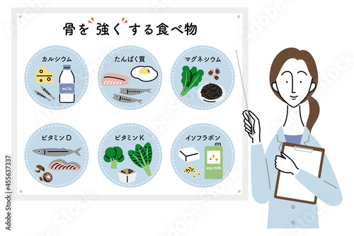 骨を強くする食べ物について説明する女性栄養士（日本語ver.）