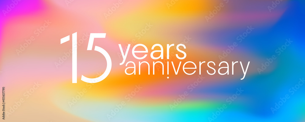 15 years anniversary vector icon, logo. Graphic design element with neon colors for 15th anniversary