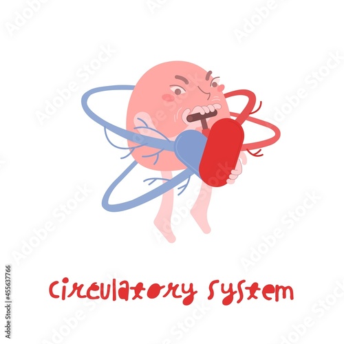 Vascular system. Cartoon character in a trendy style.