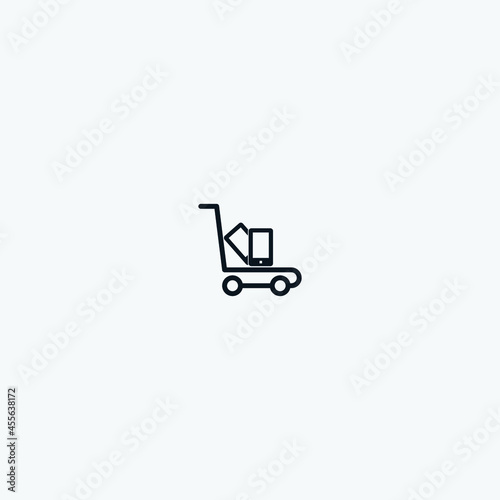 Shopping cart vector icon, flat design. Isolated on white background. 