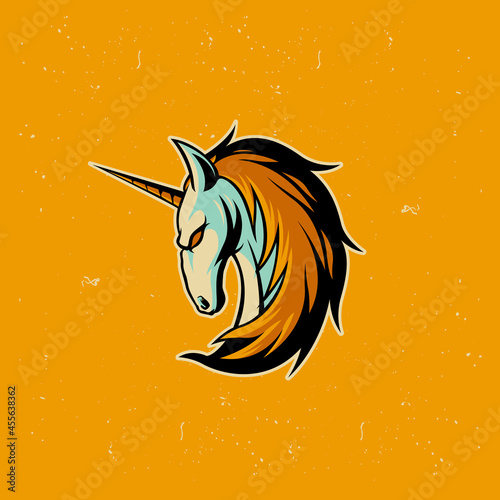 retro unicorn head esport logo, this image is suitable for esport team logos or for the adventure community in the wild and the skateboard or extreme sports community