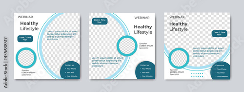 Set of minimalist social media post templates. Suitable for health webinars, health poster, business webinar, online classes and other online seminars.