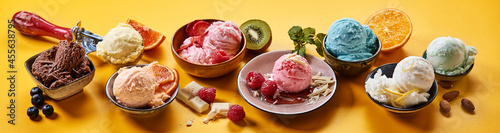 Obraz na plátně Gourmet selection of creamy Italian ice-cream assorted flavors