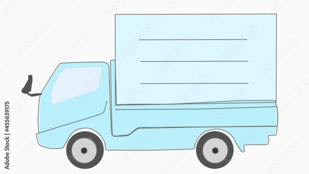 移動する冷凍トラックのアニメーション