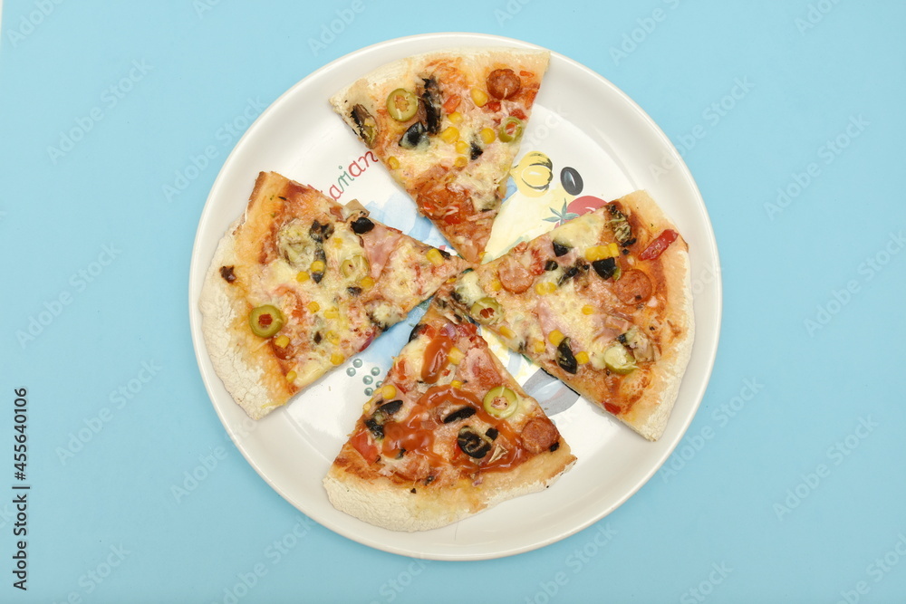 homemade pizza, with olives and salami homemade pizza, with olives and salami