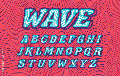 Wave font with vintage style concept use for brand label and logotype sticker.