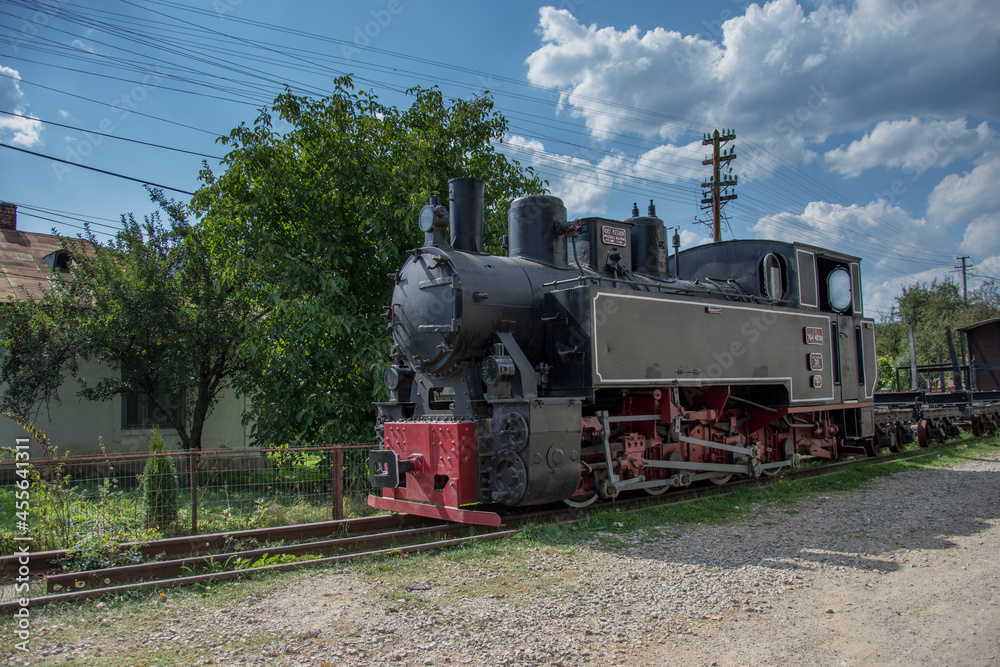 Naklejka premium Old Train. near Sucevita Monastery, Romania,october,2017 