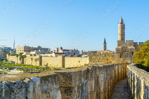 Ramparts Walk, with the Tower of David (Citadel), in Jerusalem photo