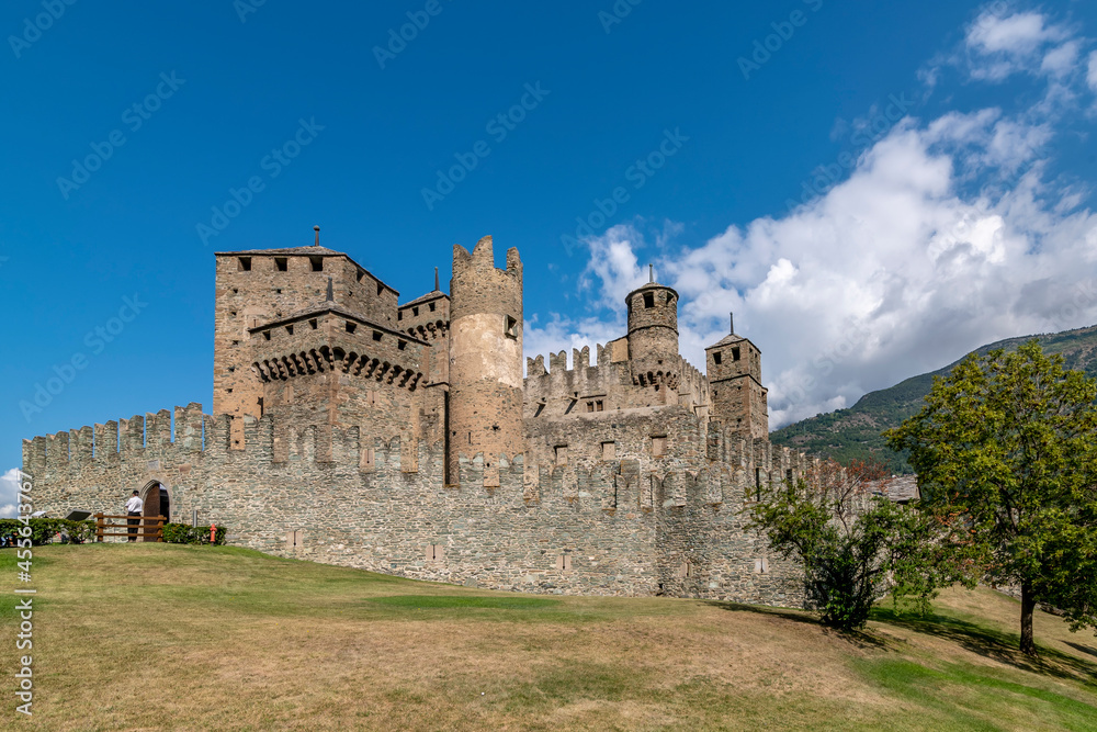 The ancient castle of Fénis, Aosta Valley, Italy, in the summer season