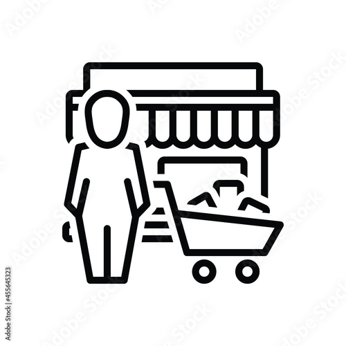 Black line icon for shopper
