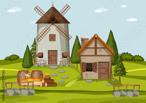 Medieval house style outdoor scene