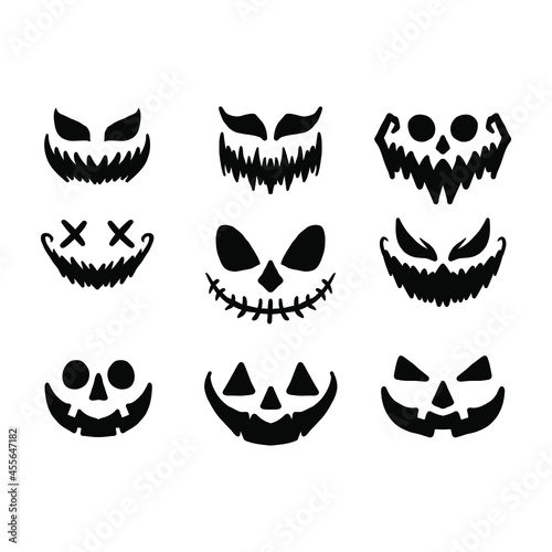 set of faces pumkin halloween