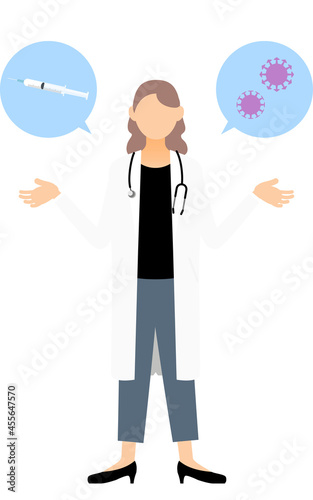 Wallpaper Mural 白衣の女性医師が説明する・ワクチン推奨のポーズ Torontodigital.ca