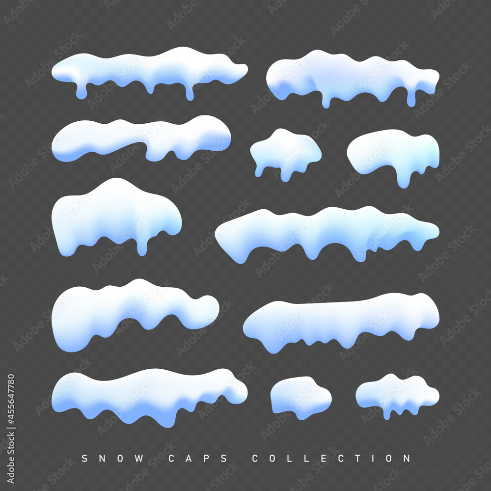 Snow white capes and piles transparent realistic set isolated vector illustration Snow white capes and piles transparent realistic set isolated vector illustration