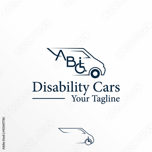 Vans car and wheelchair on letter C font image graphic icon logo free design abstract concept vector stock. Can be used as a symbol related to disability or transportation.