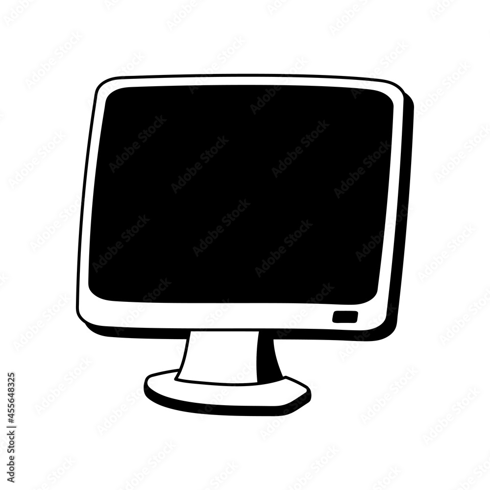 Monitor with black screen doodle vector illustration Monitor with black screen doodle vector illustration