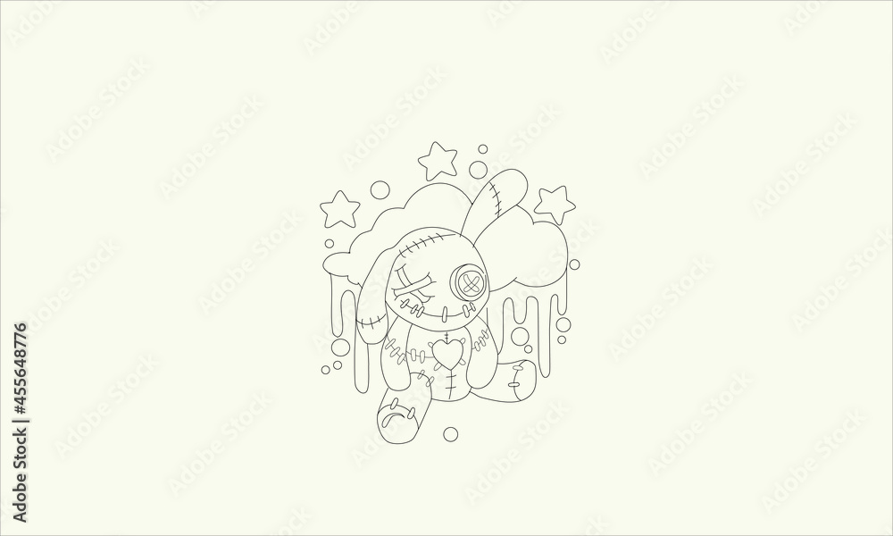 Cute Creepy kawaii coloring page Stock Vector | Adobe Stock