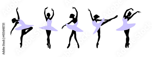 Fotografija A set of silhouettes of a ballet dancer dancing in various poses and positions