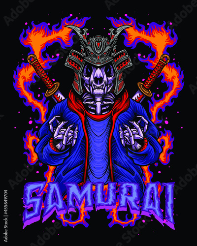 Skeleton samurai with hype beast outfit