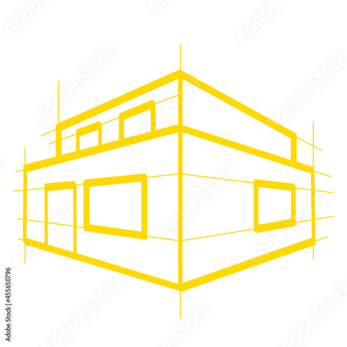 Handgezeichnete Architekturskizze in gelb (ID: 455650796)