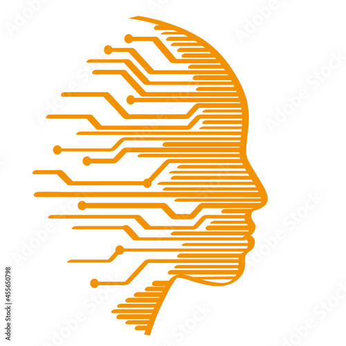 Handgezeichnetes Symbol für künstliche Intelligenz in orange