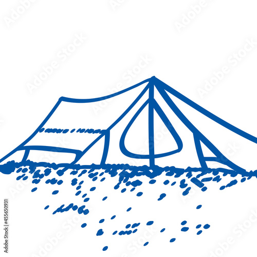 Handgezeichnetes Zelt in dunkelblau