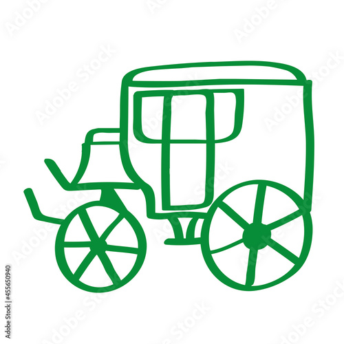 Handgezeichnete Kutsche in grün (ID: 455650940)